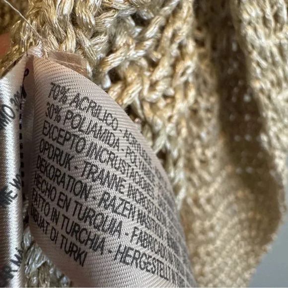 Massimo Dutti Open Knit Cardigan Open Front Beach Boho 3/4 Sleeve L - Picture 6 of 8